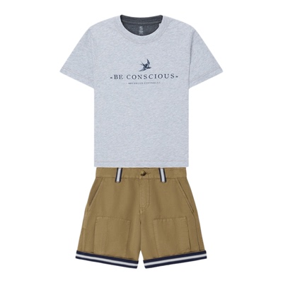 【折扣】Brunello Cucinelli 男童 亚麻棉质混纺短裤