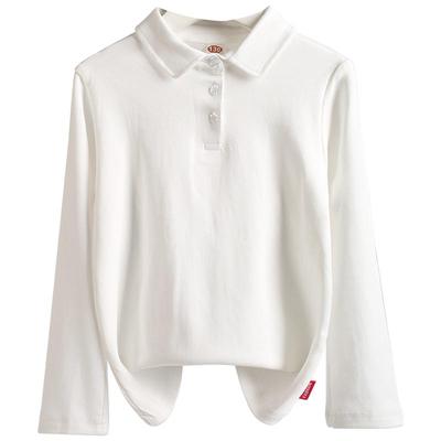 MOMH男童纯棉白色长袖打底衫