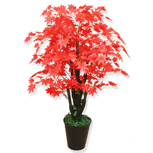 仿真植物假红枫发财树盆栽绿植室内枫树装饰花客厅摆件大型假花卉