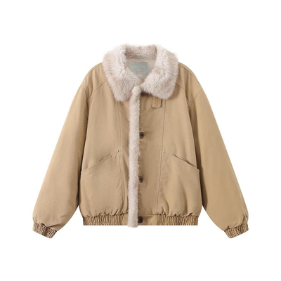 新年红工装毛领座山雕男女新款宽松肌理感夹克棉服保暖立领外套冬