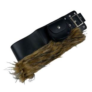 朋克千禧风皮带女款配裙子装饰毛衣连衣裙辣妹毛毛腰带宽腰封配饰