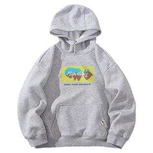 mipo冬季儿童卫衣连帽加绒保暖男女童摇粒绒休闲时尚百搭套头上衣