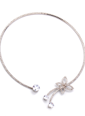 蝴蝶结夏季日常穿搭项圈人工锆石