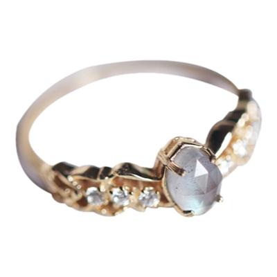 女925银复古堇青石拉长石戒指