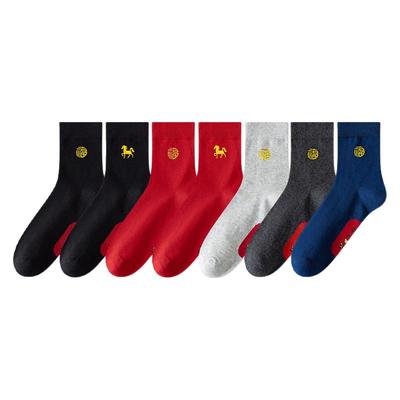 本命年红袜子小人马年踩冬大码男