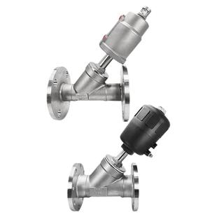 304不锈钢法兰角座阀蒸汽耐高温四氟密封耐腐蚀法兰连接塑料头1寸