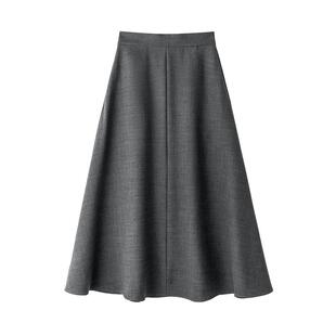断码清仓不退换 高腰A型伞裙羊毛混纺大摆优雅中长款显瘦半身裙
