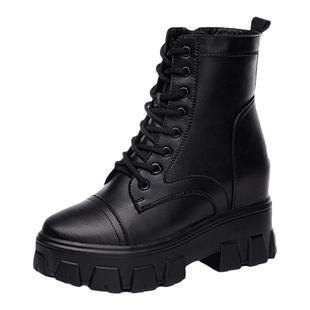 9cm内增高马丁靴女小个子短靴2026新款冬季加绒高跟真皮靴子女靴