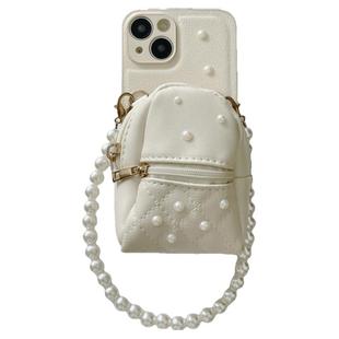 可爱珍珠小书包斜挎适用于苹果15promax手机壳iphone17pro创意14pro小众16pro珍珠手挎链17air可背带13promax
