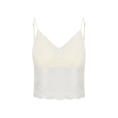 DPLAYSWEET镂空蕾丝拼接吊带背心文胸一体杯性感透视修身美背新款