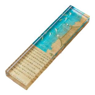 六品堂镇纸镇尺水晶玻璃毛笔字书法练字压纸石定制创意瑞鹤图/兰亭序文房四宝可爱摆件压书神器国画