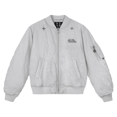 MEDM纯色尼龙飞行员立领夹克棉服