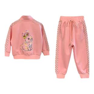 女童春装套装2025新款小童春款运动儿童装洋气时髦女宝宝春秋衣服