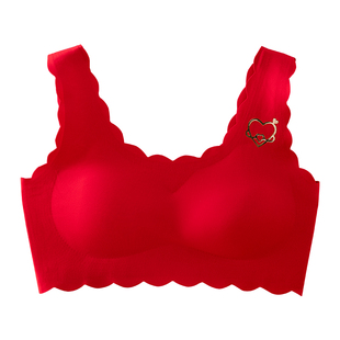 二三阶段少女大红色本命年内衣中国红学生背心文胸无痕运动不晃动