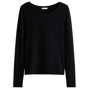 HM女装T恤2026春季新款修身气质内搭棉质上衣潮流打底衫1318423