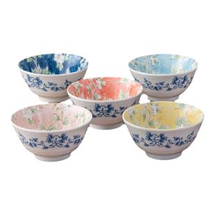 MinoYaki美浓烧原创木槿花彩色餐具特别漂亮的碗釉下彩女生吃饭碗