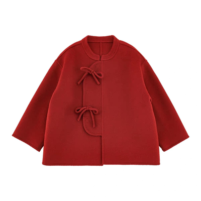 女童26年春双面呢羊毛大衣外套
