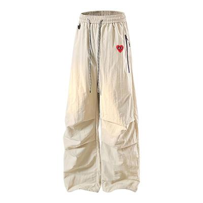 查尔斯桃心 冰丝裤男夏季薄款伞兵宽松直筒阔腿2025款休闲长裤子