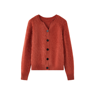 新色TEASEL「冬日煮雪」超保暖小V领纯色针织衫纯羊绒拉绒开衫