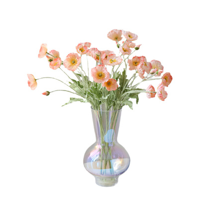 高级感植绒虞美人仿真花摆件