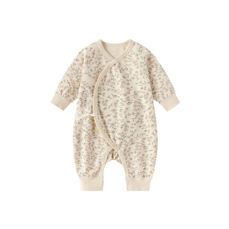 babylove【安心柔】新生儿连体衣春秋婴儿纯棉衣服哈衣莫奈花园