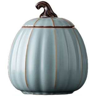 儒笙汝窑茶叶罐陶瓷密封罐子家用储物罐中式便携防潮储存罐邱卫国