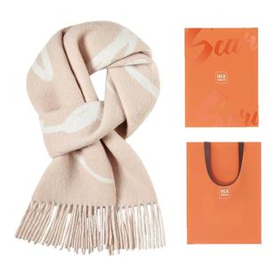 HLA/海澜之家围巾女士山羊绒围脖秋冬保暖加长流苏情人节礼物礼盒