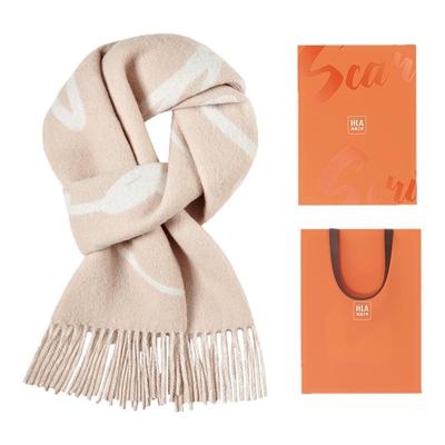 HLA/海澜之家围巾女士山羊绒围脖秋冬保暖户外防风加长流苏礼盒装