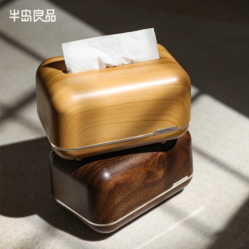 纸巾盒高级感高颜值餐巾纸创意收纳仿桌面抽盒纸盒家用客厅原木色