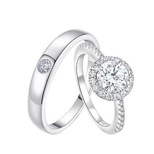 对戒莫桑钻戒指纯银对戒情侣戒指一对戒指结婚仿真一对闭口对戒