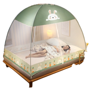 防止掉床儿童房一米二床单人床1米8乘2米的蚊帐防摔回底拆叠文账