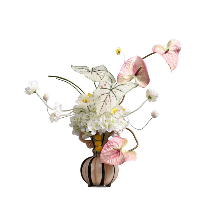 妖及 现代仿真花艺软装【沐予】样板间儿童房茶几卫生间桌花摆件