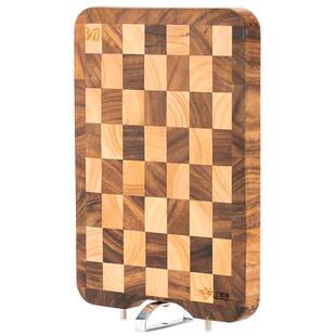 王菜板棋盘格菜板实木站立式防霉防裂砧板家用黑胡桃木加厚案板
