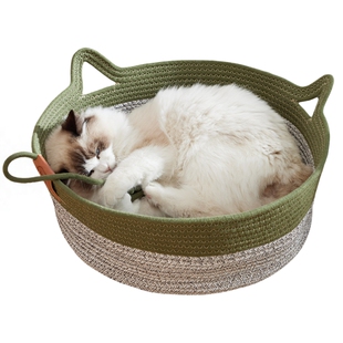 藤编猫窝夏天透气降温猫盆四季通用半封闭式安全感猫咪床夏日猫窝