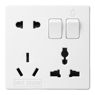 86型双联开关带八孔插座面板套装二三三插座墙壁五孔插座暗装家用