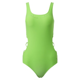 迪士尼女士绿色泳衣游泳温泉专用高颜值新款泳装连体竞速绝美泳装