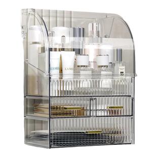 化妆品收纳盒桌面防尘梳妆台护肤品口红置物架透明亚克力整理箱