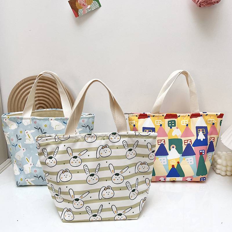 新品 卡通便当包上班族带饭手提袋新款饭盒袋学生杂物小拎包