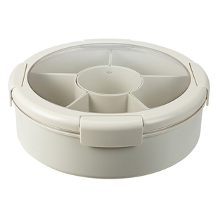 霜山6分格糖果盒可旋转托盘客厅家用干果盒坚果瓜子零食收纳盒