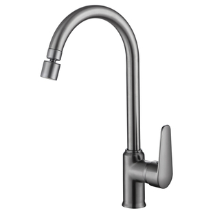 枪灰厨房洗菜盆冷热两用水龙头全铜家用洗菜池水槽洗菜盆龙头单冷