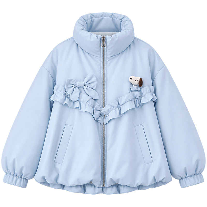 KEIKO柔甜系蓝色短款羽绒服