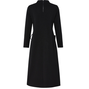 马天奴女装春秋新款棕色拼接格纹收腰针织裙连衣裙长裙长袖礼裙