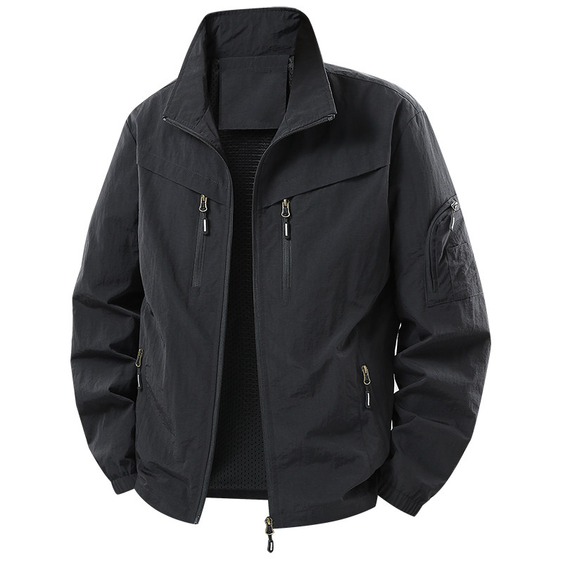 男商务休闲纯色立领夹克衫外套 Men Jacket Casual Business Coat
