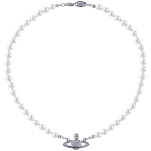 西太后珍珠项链大号土星吊坠项圈别针锁骨链黑色choker锁头脖颈链