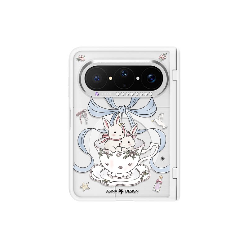 茶杯萌兔适用华为PuraXMax手机壳带磁吸小折叠阔PURA典藏版全包中轴保护套XZ防摔透明高档purax2可爱新款超薄