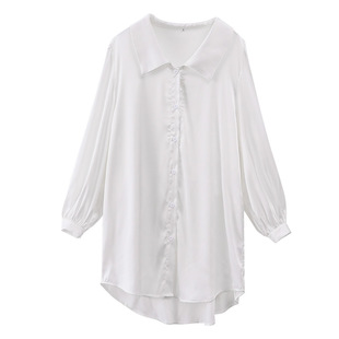 维多控长袖睡裙女真丝蕾丝白色甜美仙女大码衬衫睡衣女2025年新款