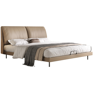 政府补贴麻大师实木床大象耳朵意式极简真皮床主卧现代简约床齐边