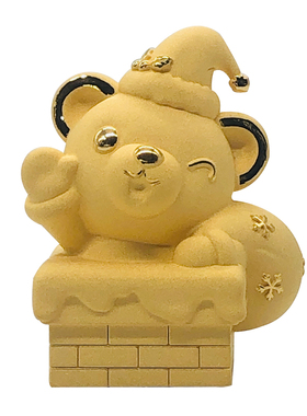 绒沙金圣诞熊切面金苹果摆件