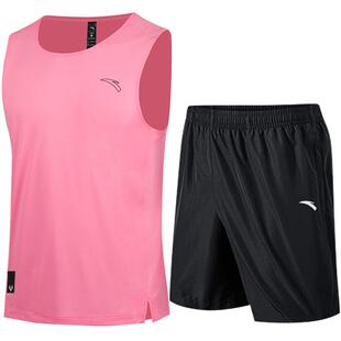 安踏跑步运动套装男速干背心田径马拉松专业比赛体育生体考训练服