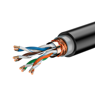 室外网线纯铜超五类双屏蔽家用监控超六类千兆高速户外防水双绞线